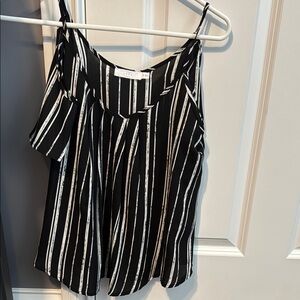 A New Day Black and White Asymmetrical Pleated Camisole